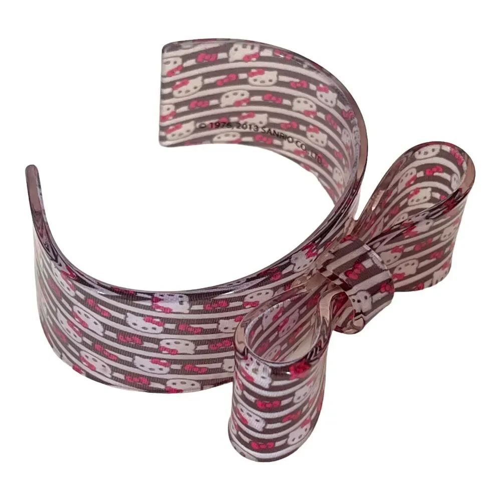 New Sanrio Hello Kitty Bracelet Pink Bow Plastic Cuff - 1G